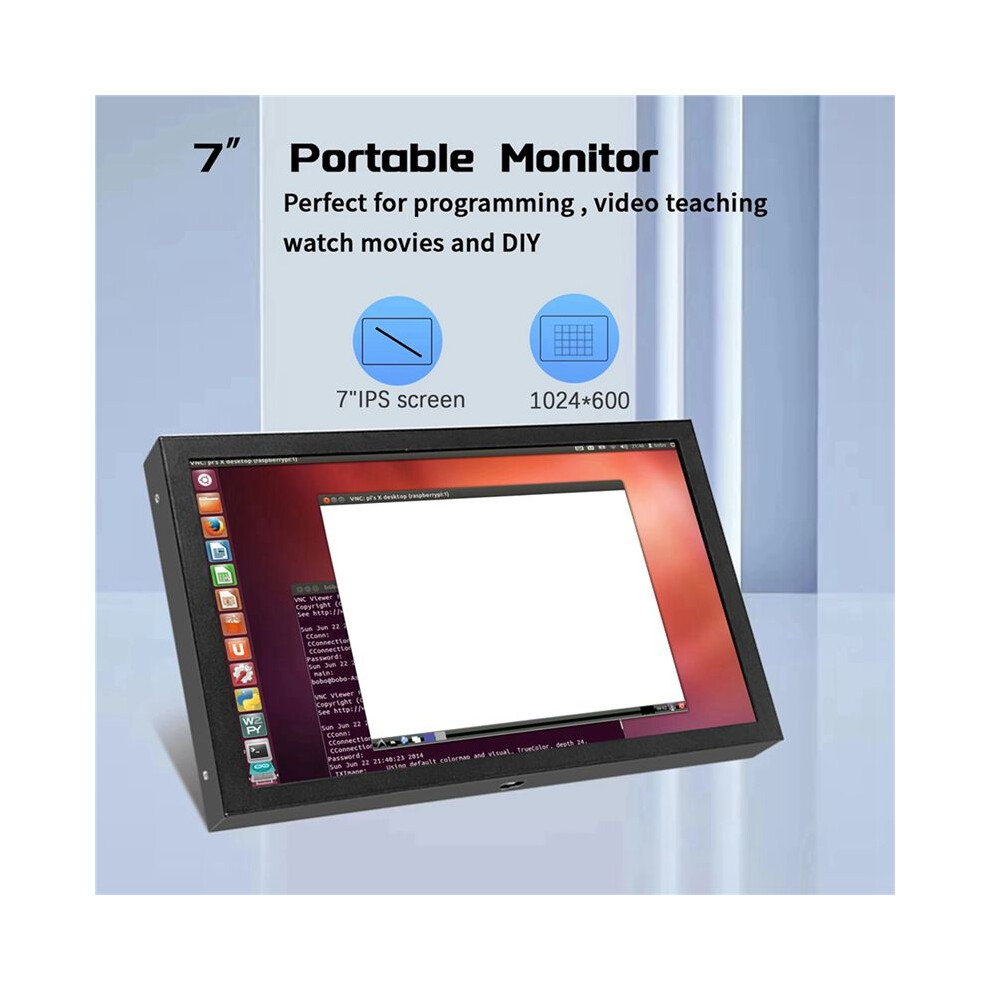 2Pcs 7 Inch Portable Display Ips 1024X600 Lcd -Compatible Vga Av Input Type C Power In Black 6033912792897