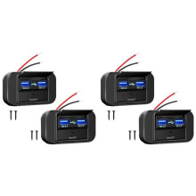 4Pcs 12V RV USB Outlet, 36W Dual QC3.0 USB Car Charger Socket Power Outlet with Cap, 12V 24V Car Charger Panel