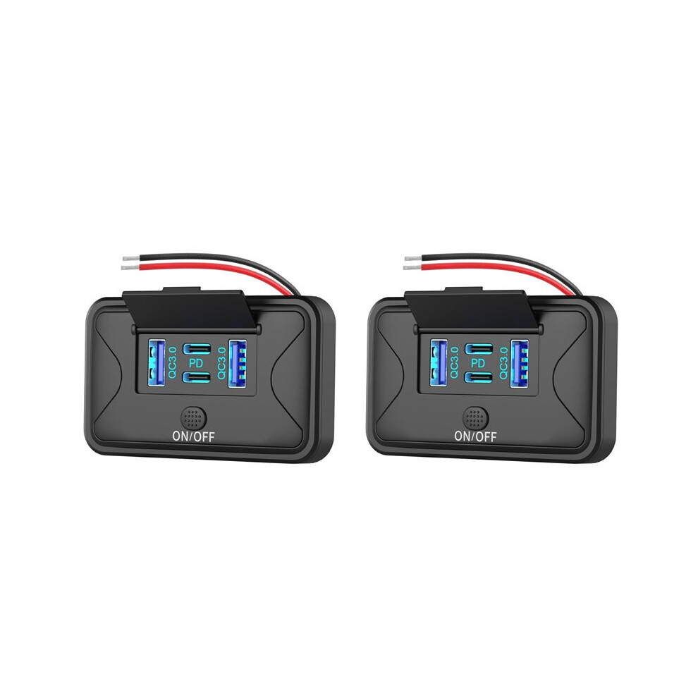 2X 78W 4 Port 12V Usb Outlet Wall Mount, Dual 36W Pd & Dual 18W Qc3.0 Mount Charger Socket Panel With Button 4711095931334