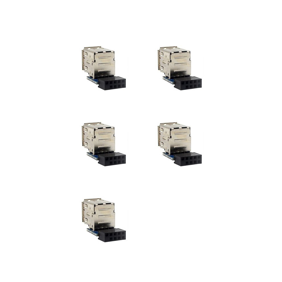5Pcs 9-Pin Motherboard To Dual Usb 2.0 Connector Motherboard To 2 Usb 2.0 A Female Internal Header Adapter Black 4711200182392
