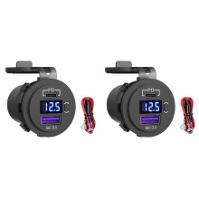 2X 12V 24V Quick Charge 3.0 USB SUV Car Charger Waterproof 36W Type C PD Outlet Fast Charger with OFF Power
