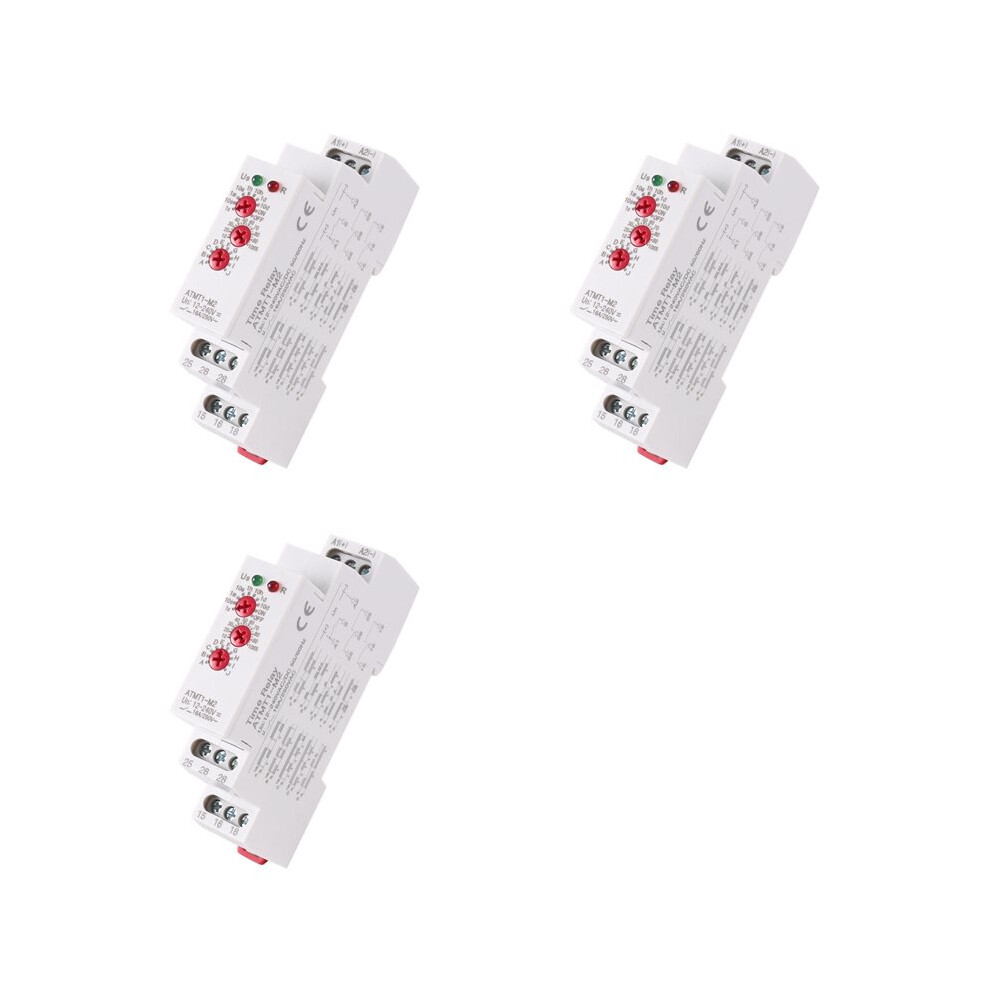 3X 12-240Vac/ Din Rail Type Delay Relay 16A/250Vac Multifunction Timer Relay With 10 Function Choices, Atmt1-M2 6034197785963