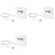 3X Portable 2.4G/5G/6G WiFi 6E Antenna with Cable Indoor Wireless Antenna with Magnetic Bottom for Network Card White