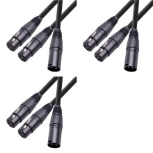 3X XLR Y-Splitter Cable, XLR Męski na Podwójny XLR Żeński Mic Combiner Y Cord Zbalansowany Adapter Mikrofonowy Patch Cable - 50Cm