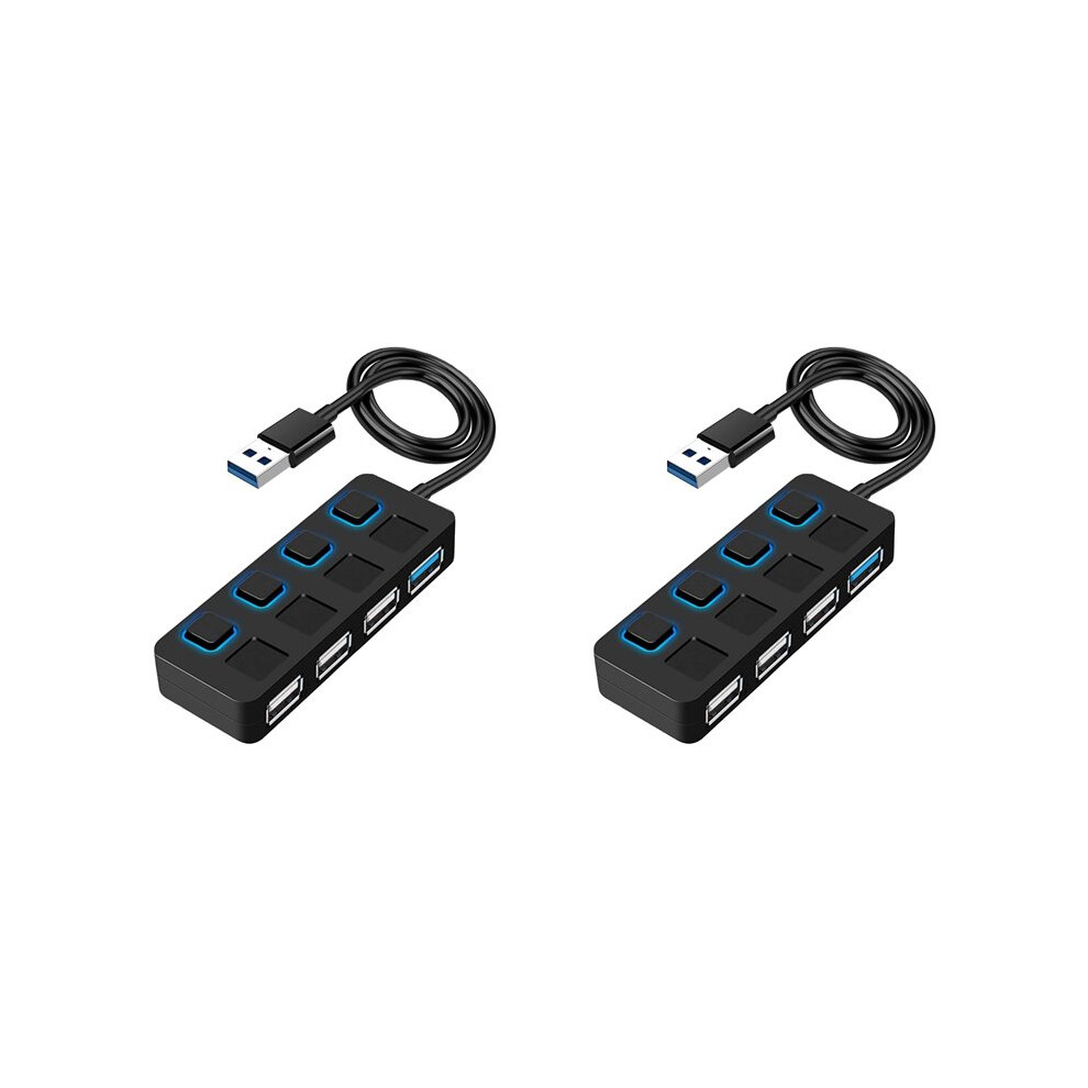 2X 4 Usb 3.0 Hub With Individual Led Lit Power Switches Usb Hub Adapter Expander Multi Usb Splitter For Pc 6033461062335