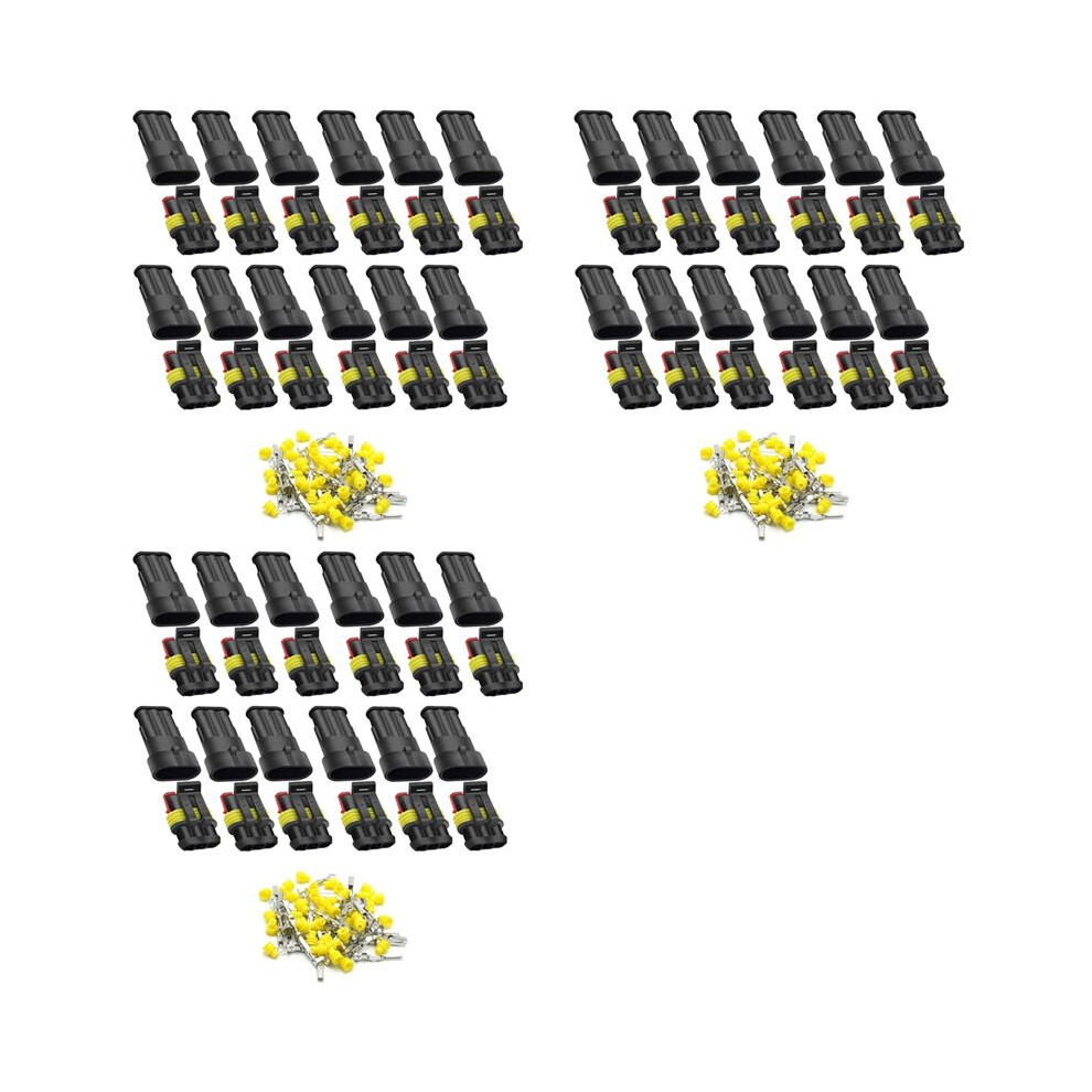3 Pin Way Car Waterproof Electrical Connector, Plug Automotive 1.5Mm Series Terminal Connectors For Car, (36 Pack) 6034171950431
