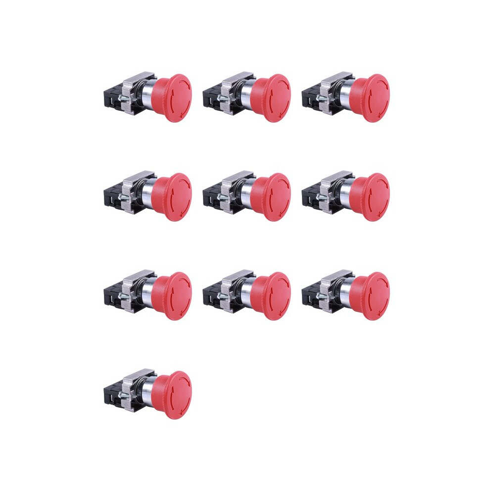 10Pcs 22Mm Nc Mushroom Emergency Stop Push Button 600V 10A Zb2-Be102c Xb2-Bs542x1 Red 6034191304603