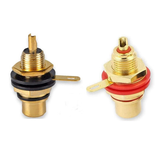 8Pair/16Pcs Gold Plated RCA Jack Connector Panel Mount Chassis Audio Socket Plug Bulkhead with NUT Solder CUP 2