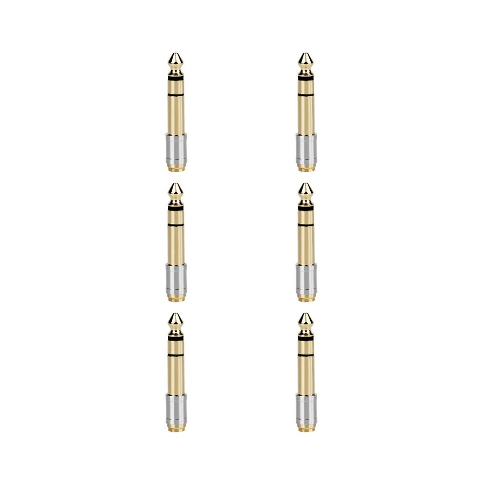 6Pcs 6.35Mm To 3.5Mm Converters 1/4 Inch Male 1/8 Inch Female 6.35 To 3.5 Jack Headphone Audio Adapter Connector Plug Gold 6031564659391
