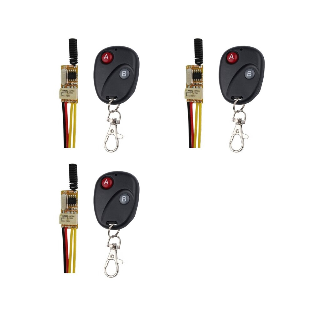 3X Rf Remote 433Mhz 4.2V 4.5V 5V 6V 7.4V 9V 12V Small Relay Contact Wireless Switches No Com Nc Relay Contact 6033461020328