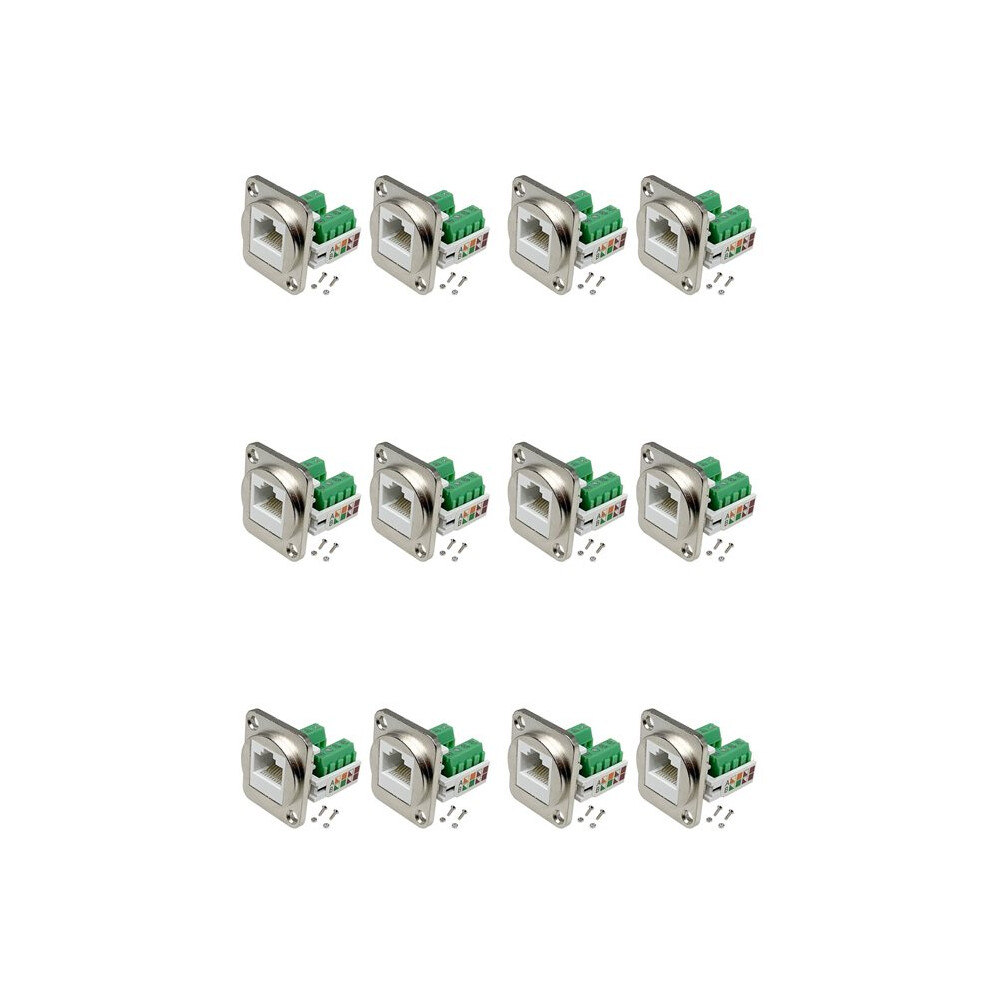 12Pcs Rj45 Panel Mount Screw Terminal Adapter, Rj45/8P8c Female Panel Mount Connector, Rj45 Solderless Terminal Extender 4712120812567