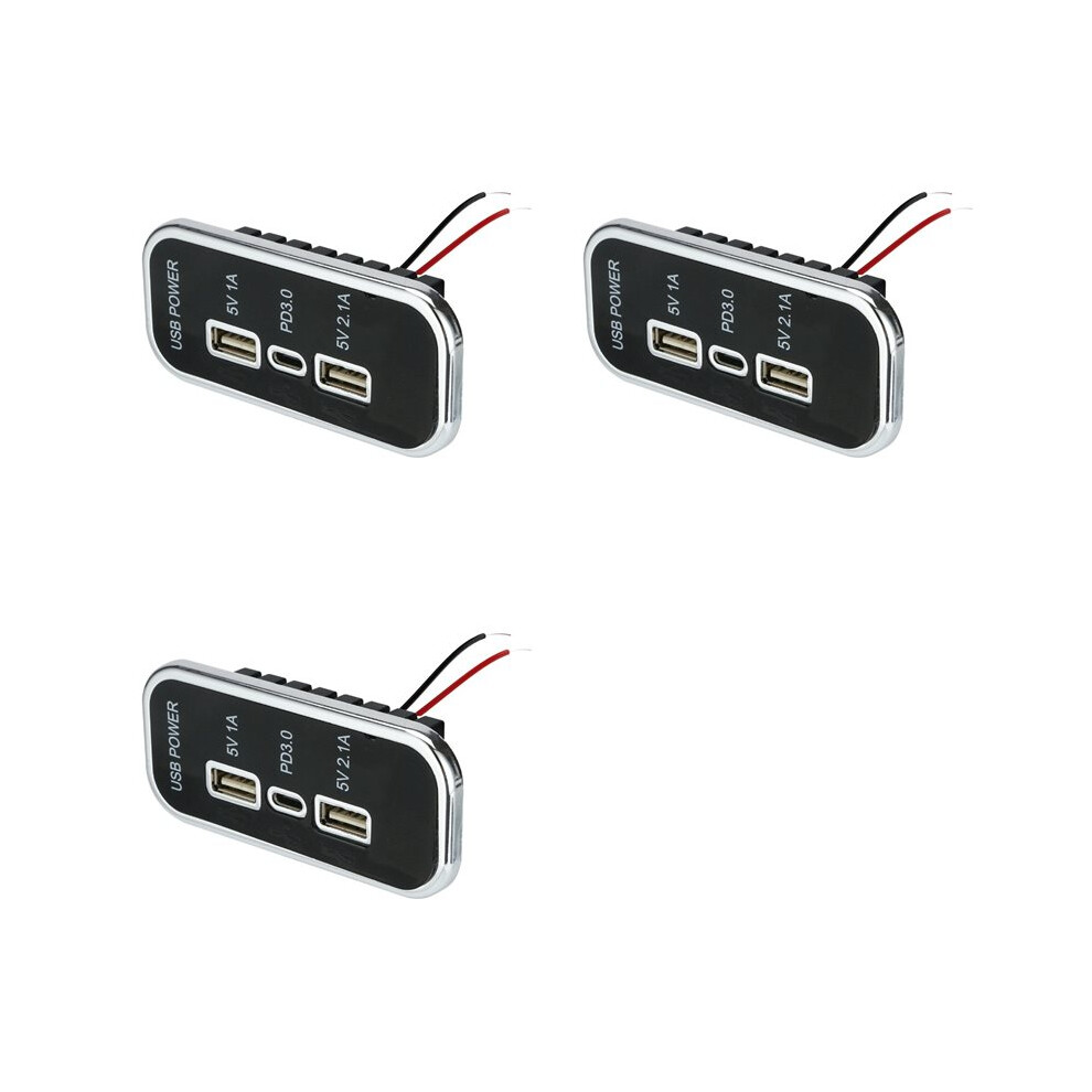 3X 12/24V Car Charger Pd3.0 Dual Usb Socket For Motorcycle Auto Truck Atv Boat Rv Bus Power Adapter Outlet 6031650291399