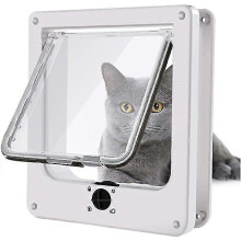 Cat Door, Waterproof Pet Door with 4-way Rotating Lock for Cats, Puppies, Easy To Install Tw
