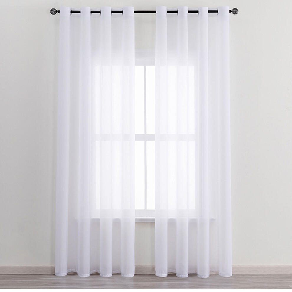 Dã©Corations De Fenãªtre, Sheer Curtains Avec Grommets En Nickel Brossã©, Blanc, 150X250cm, Set De 2 Panneaux Filtrants En Voile Aã©Rã© Pour Salon, 9775230856789