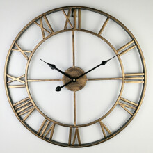 Battery Operated, Silent Non-Ticking Skeleton Open Dial Clock with Vintage Style Gold Hands, Suitable for Home Kitchen Cafe Hotel Office Decor