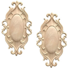 Træapplikationer på plade, 2 stk. umalet træudskåret mærkat til skabslåger, kombinerer traditionelt håndværk med moderne stil, bred anvendelse