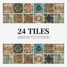 Vintage Chic Drawers Farmhouse, Rustic Cabinet Peel And Stick Kitchen Backsplash Sticker, Self Adhesive Wall Tile Decal, 24Pcs, 20x20 Inches, Easy To