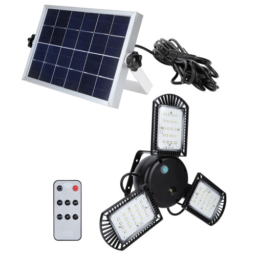 Remote-Controlled Solar Light with Motion Sensor, 144LED Super Bright Pendant Light IP65 Waterproof Adjustable Lighting Modes Efficient Solar Panel Lo 2