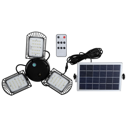 Remote-Controlled Solar Light with Motion Sensor, 144LED Super Bright Pendant Light IP65 Waterproof Adjustable Lighting Modes Efficient Solar Panel Lo 1
