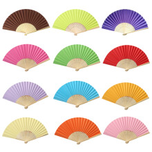 Leques dobráveis de bambu, lembrancinhas para casamentos com design colorido, leque artesanal de seda com mecanismo fácil de abrir e fechar.