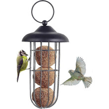 (As show, One size) Bird Feeder, Squirrel Proof Metal Bird Feeder Iron Bird Feeder Automatic Hanging Fat Ball Holder Feeding Tool