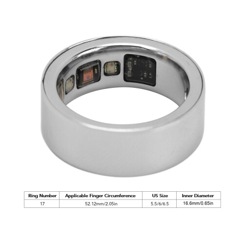 Smart-Ring mit Temperatursensor, Schlaf- & Schritt-Tracker, 20mAh Batterie, Silber 1