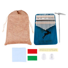 1Set Holz Kalimba Daumenklavier, Blau, Tragbares