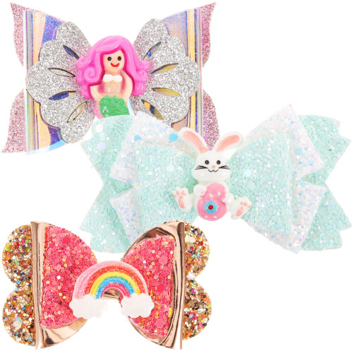 3St Kleurrijke Glitter Haarclips Strikkoeling
