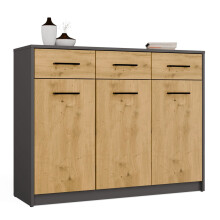Komoda SIMPLO 3D3S Szafka 3 Szuflady 3 Drzwi ANTRACYT / DĄB ARTISAN