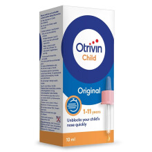 Otrivin Children'S 0.05% Nasal Decongestant Drops Xylometazoline Hydrochloride 10ml