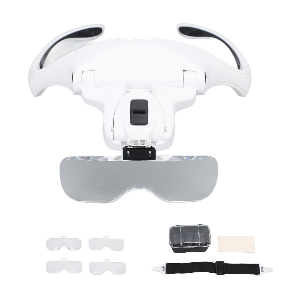 Versatile Applications Headset Magnifier Interchangeable Lenses High Clarity Optical Acrylic Lenses Adjustable Headband Built-In LED Lights Rechargea