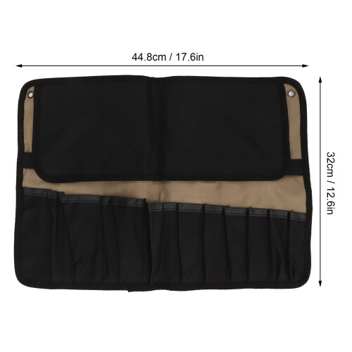 Large Capacity Motorcycle Roll Tool Pouch, Khaki, Multi Pocket Portable 1