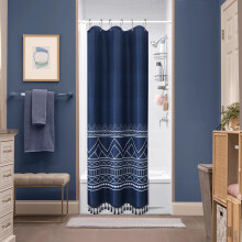 Perdea de duș cu dungi vintage, stil boho, set de decor pentru baie durabil și absorbant, cu covorașe antiderapante, design geometric abstract,