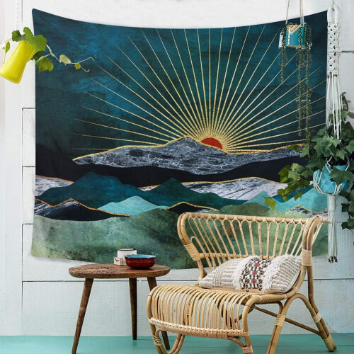 Landscape Tapestry with Environmental-friendly Polyester Fabric, Boho Sunset Multi Usage Decor, Print Technology for Clear and Lasting Effects, Easy U 2