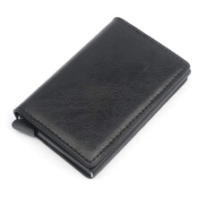 Luxury Men's Wallet, Aluminum Case RFID Blocking Credit Card Holder, Automatic Pop Up Slim Design, Quick Access Minimalist Leather Wallet for Urban Pr