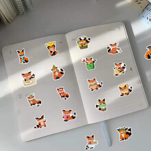 Confezione da 60 adesivi con volpi - Set di adesivi di animali per laptop, bambini, auto, skateboard, valigie e altro ancora | Adesivi di volpi