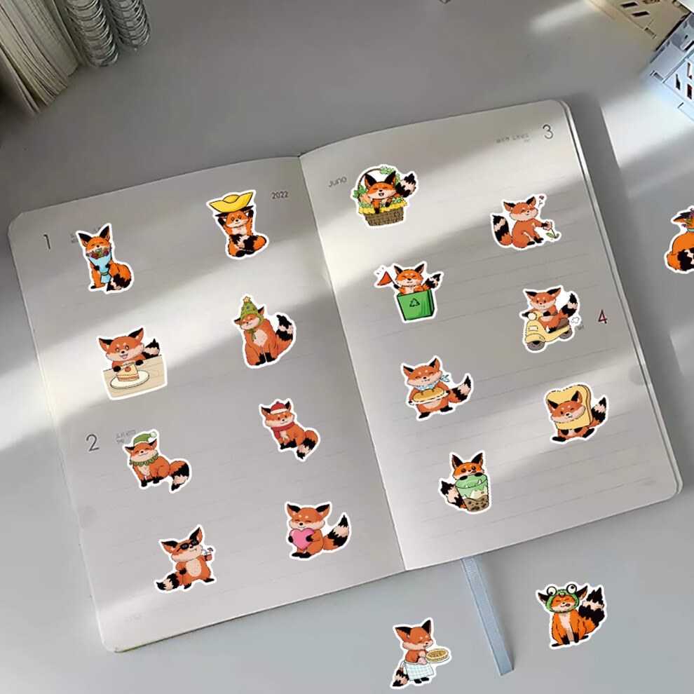60-Piece Fox Sticker Pack - Animal Sticker Set For Laptops, Children, Cars, Skateboards, Luggage, And More | Waterproof Fox Stickers, Gift 9128293501330