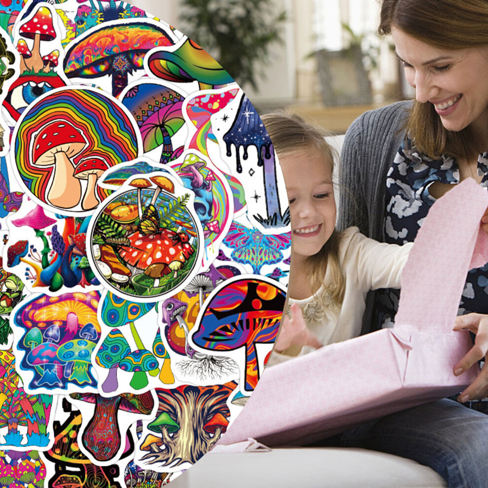 50 Mushroom Stickers - Vintage, Aesthetic, Waterproof For Laptops, Skateboards, Cars, Motorcycles And More - Gift For Children, Teenagers And 9128293501521