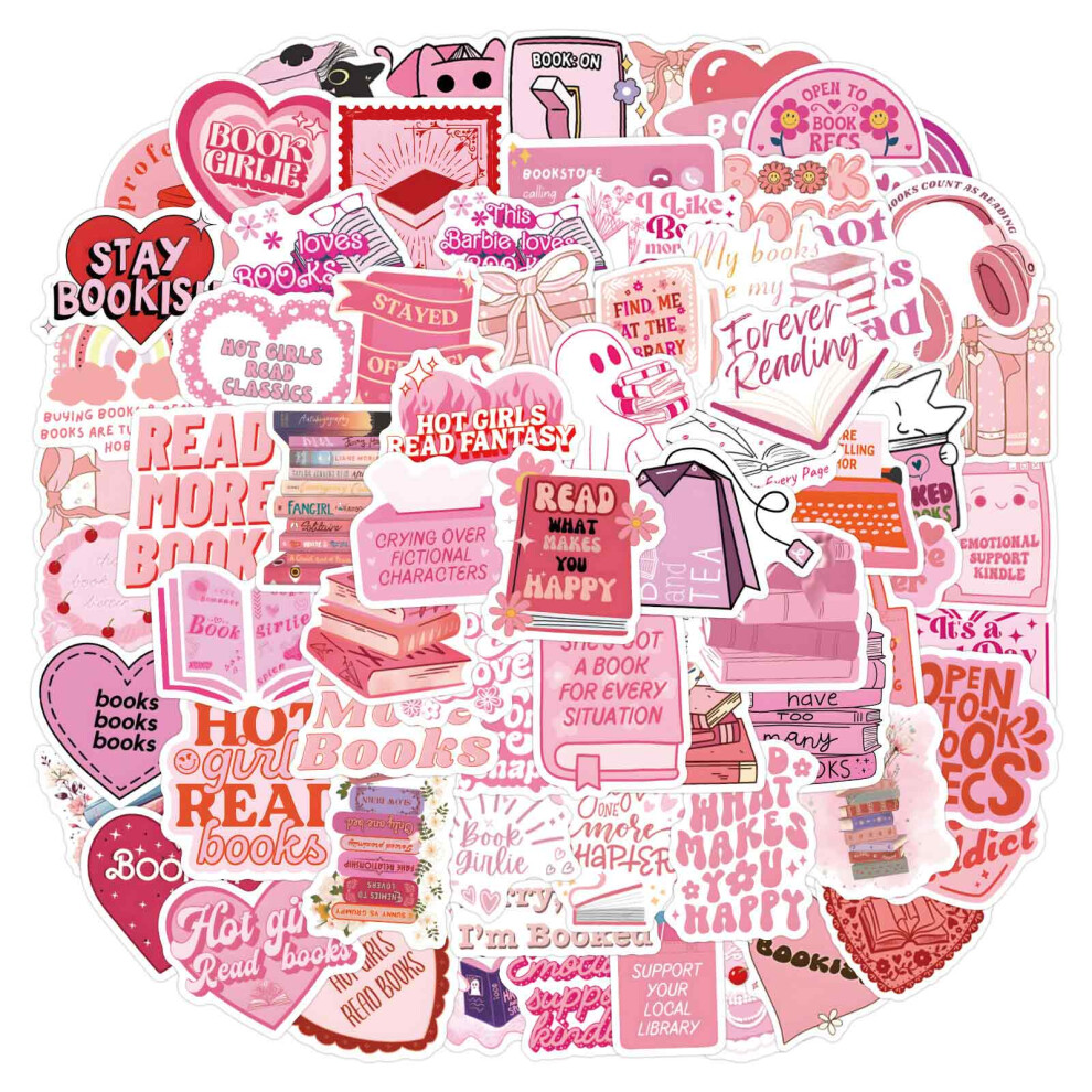 120 Pcs Bookish Stickers, Self-Adhesive Lover Aesthetic Stickers For Kindle, Waterproof Cute Stickers Vinyl Reading Stickers For Laptop Pink 9358999727684