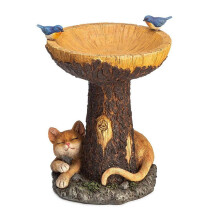 Vogeltränke in Form eines Waschbären aus Polyresin für den Garten, solarbeleuchtete Vogeltränke für einen zauberhaften Touch, ländliches Design