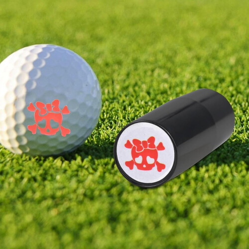 Ball Marker Stamp with Bow Skull Pattern, Reusable Ink Stencil Tool, Portable Compact Golf Accessory for Easy Identification 1