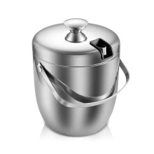Insulated Stainless Steel Ice Bucket 2.8L with Lid and Whiskey Stones Keeps Drinks Cold for Parties