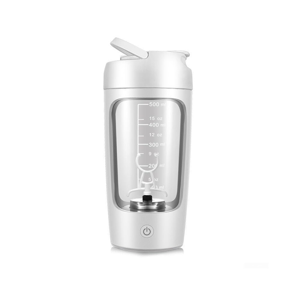White Protein Shaker Bottle Usb Rechargeable Electric Blender Cup For Smoothies Juice Coffee 1200Mah