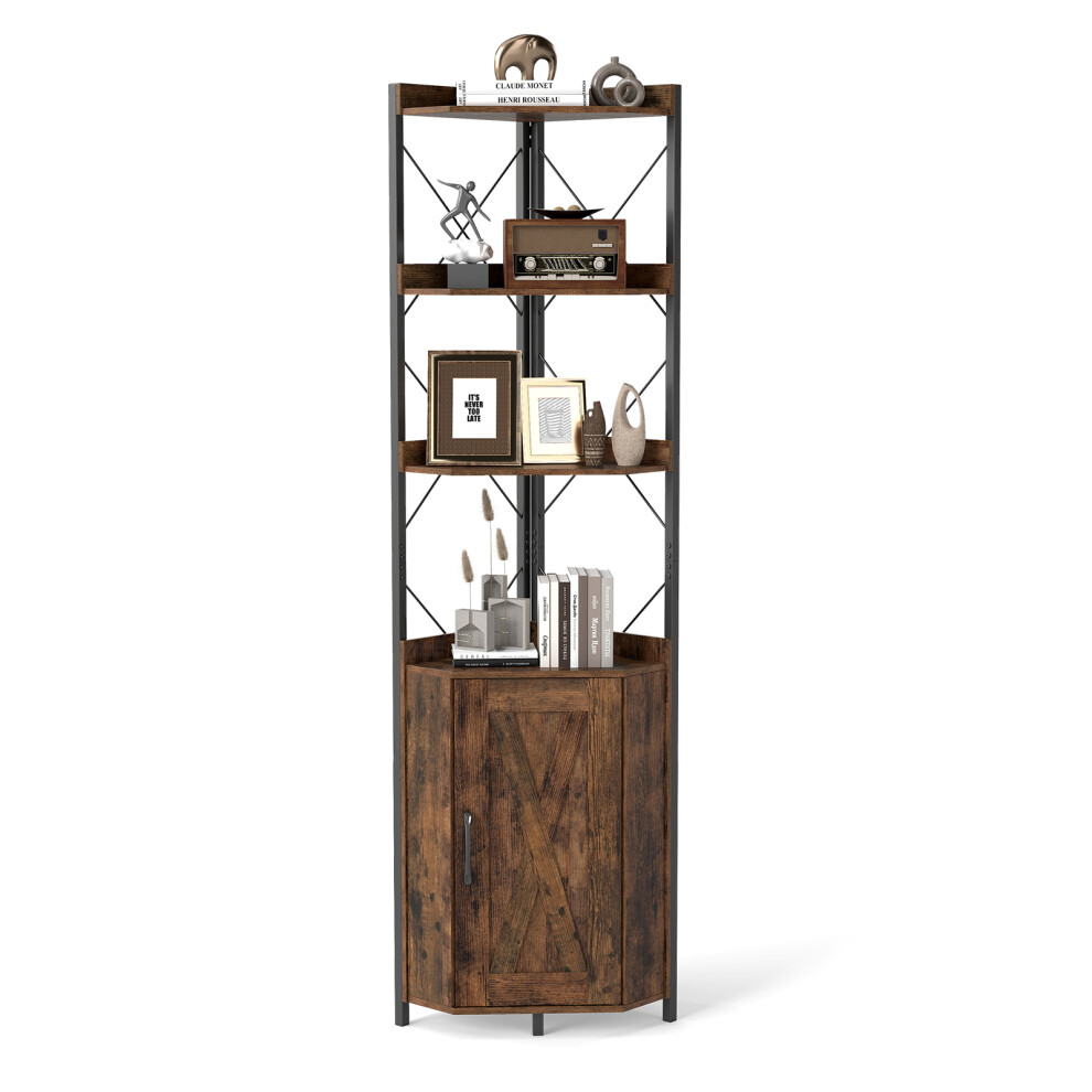 Costway 6-Tier Corner Shelf Tall 180 Cm Freestanding Tall Corner Cabinet