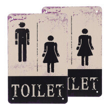 2 Retro Metaal Toiletbord Sanitair Richtingaanwijzer Supermarkt