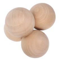 4 ronde onafgewerkte hardhouten bollen 7,5 cm voor knutselen