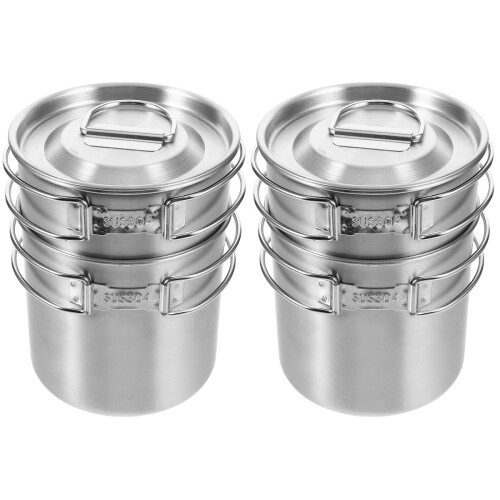 2Sets Draagbare Camping Van Rvs Met Handvat Voor Buiten 2