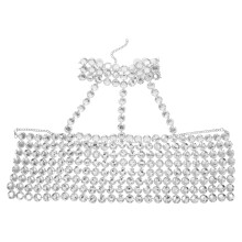 Body Halter Mujer Plateado Con Pedrería Y Estilo Sin Espalda