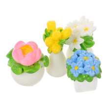 12 Mini Flores De Bonsái En Maceta Para Decoración De Casa De Muñecas