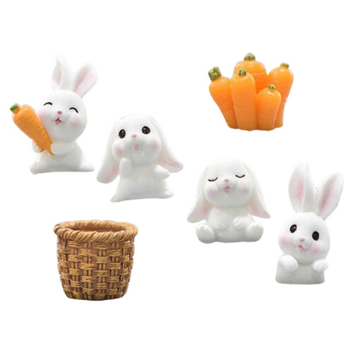 4Sets Kleine Hasenfiguren Aus Resin Wohnzimmer Deko 1